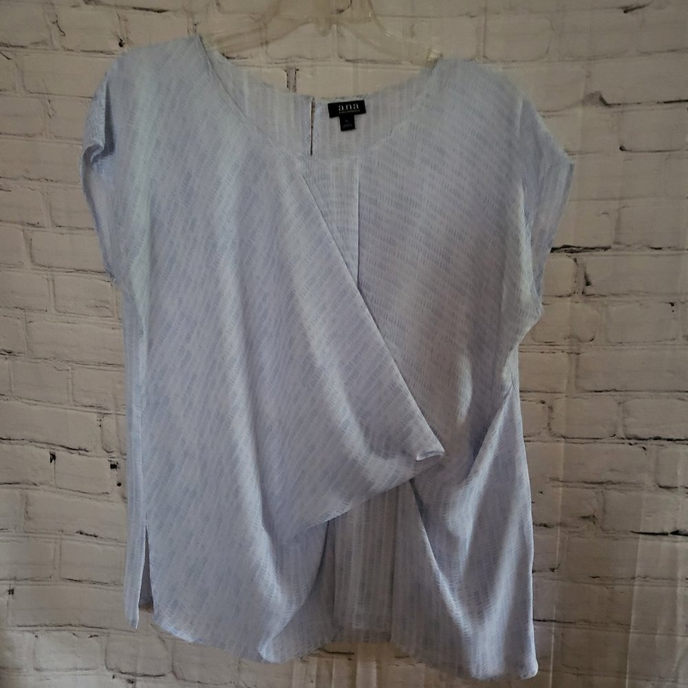 a.n.a., XL, Light Blue/White Print Lightweight Blouse